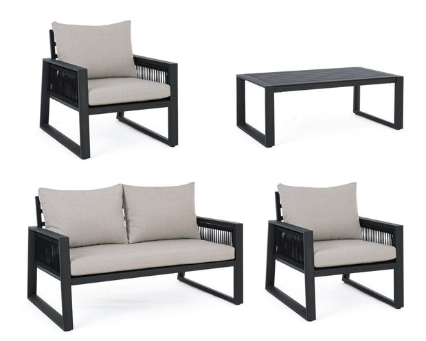Set da giardino 4 posti con tavolino Captiva Grigio (3)