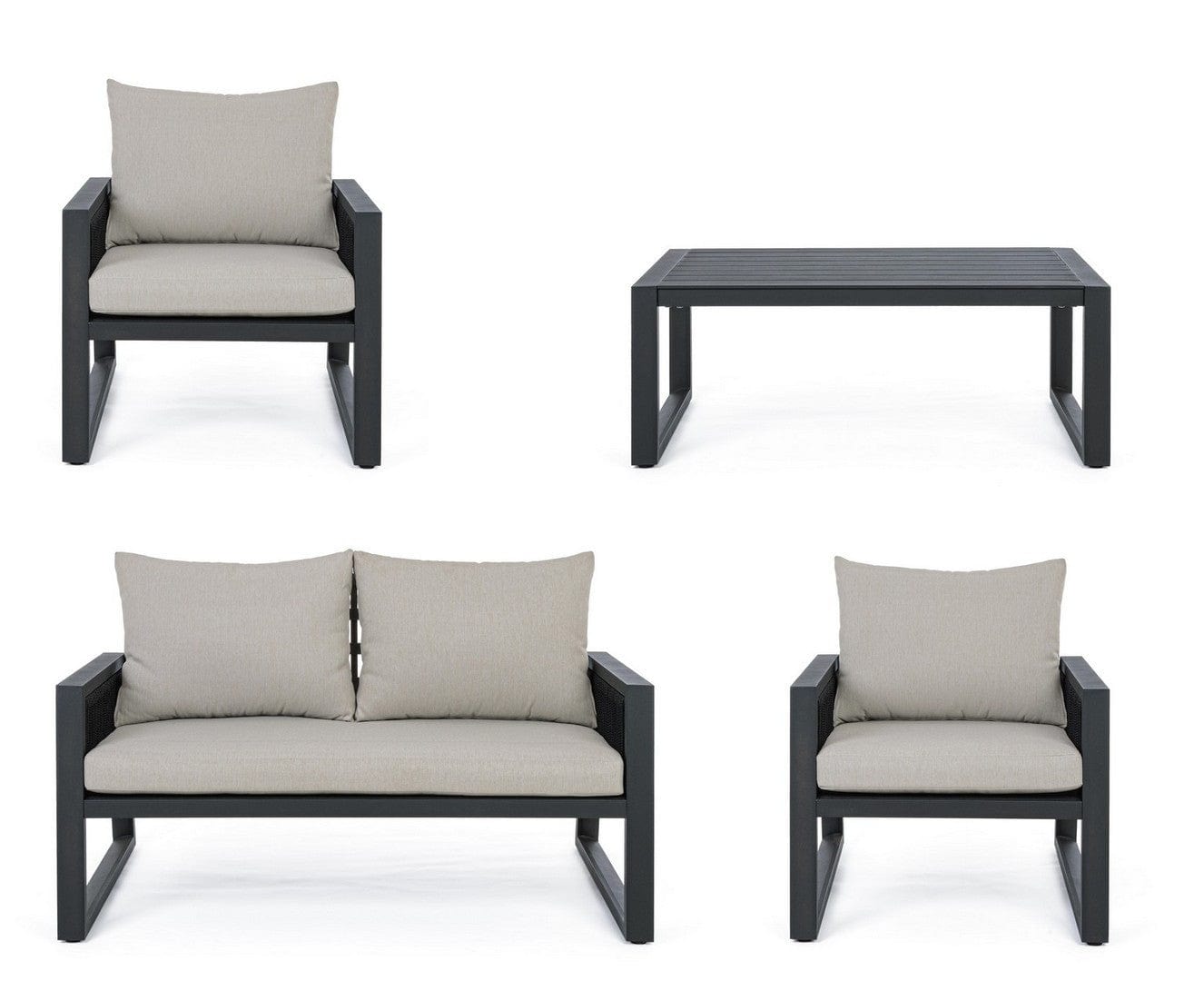 Set da giardino 4 posti con tavolino Captiva Grigio (4)