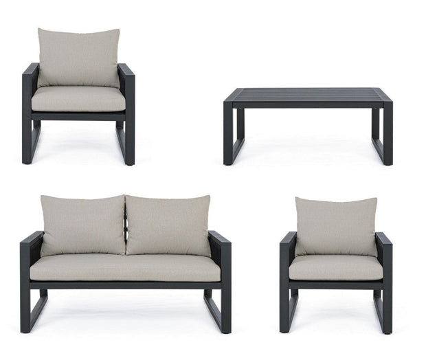 Set da giardino 4 posti con tavolino Captiva Grigio (4)