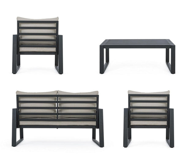 Set da giardino 4 posti con tavolino Captiva Grigio (5)