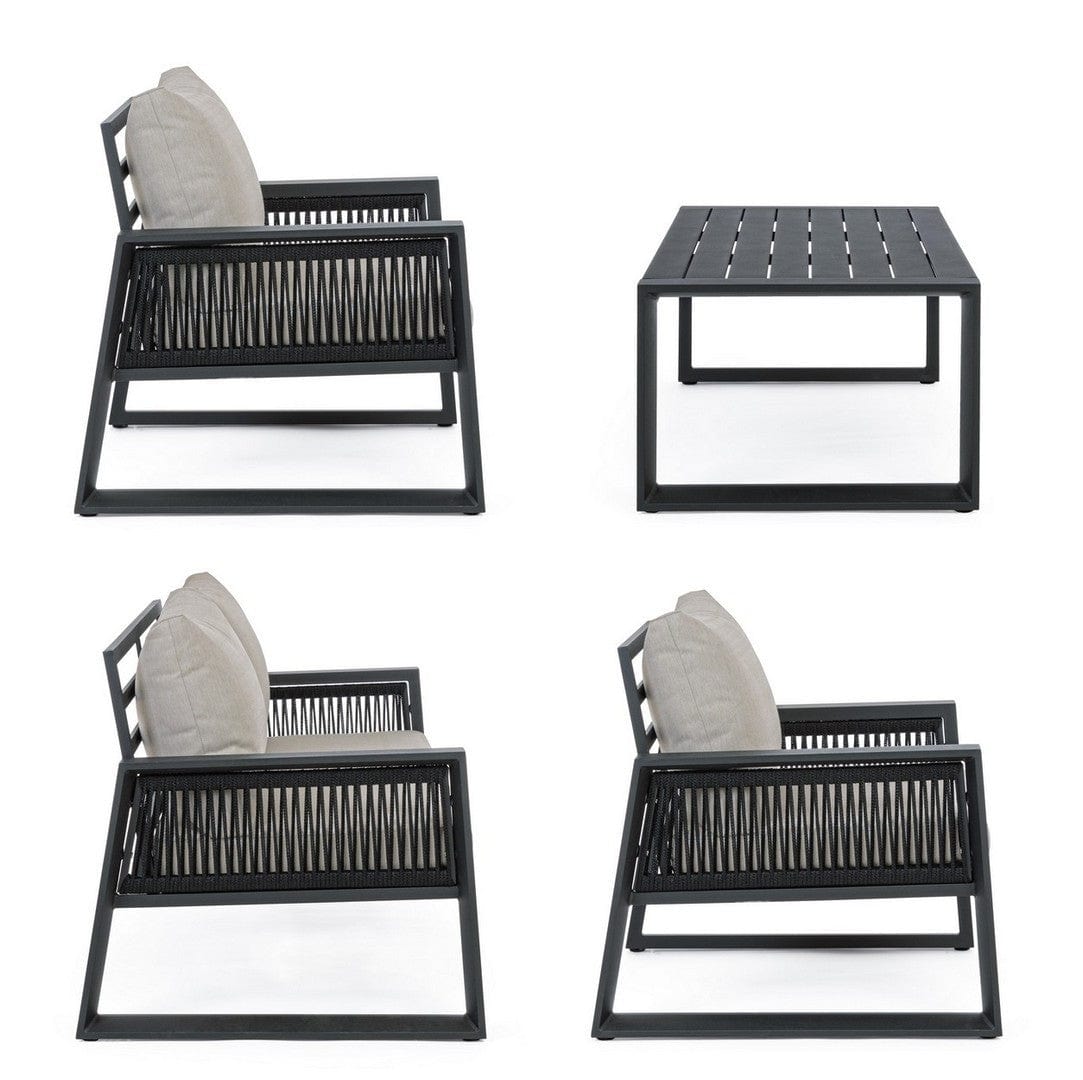Set da giardino 4 posti con tavolino Captiva Grigio (6)
