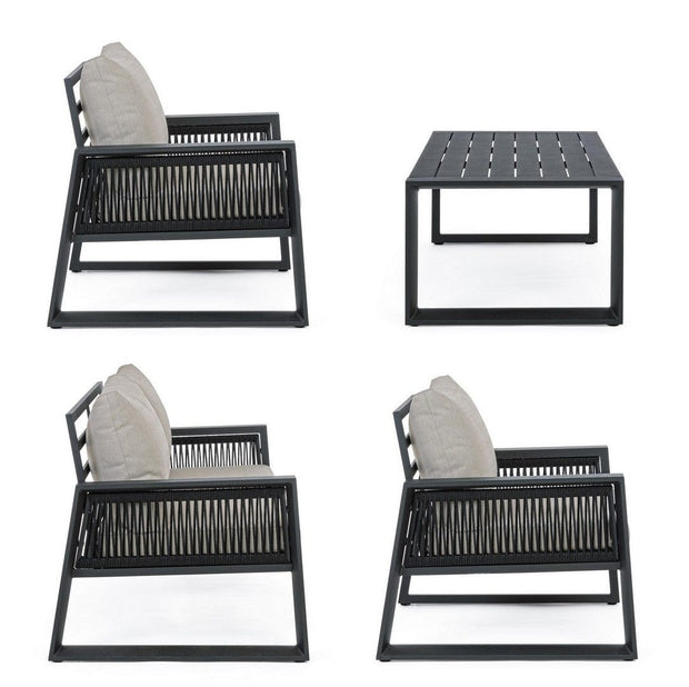 Set da giardino 4 posti con tavolino Captiva Grigio (6)