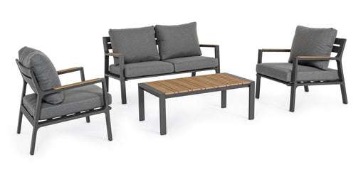 Set da giardino 4 posti con tavolino Ernst Antracite