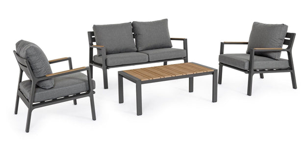 Set da giardino 4 posti con tavolino Ernst Antracite