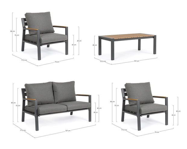 Set da giardino 4 posti con tavolino Ernst Antracite (10)