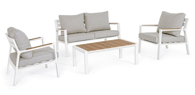 Set da giardino 4 posti con tavolino Ernst Bianco