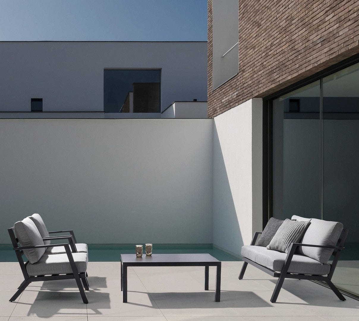Set da giardino 4 posti con tavolino Harleys Grigio (1)