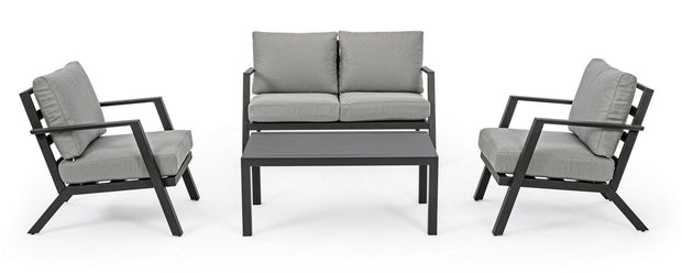 Bizzotto Set da giardino 4 posti con tavolino Harleys Grigio