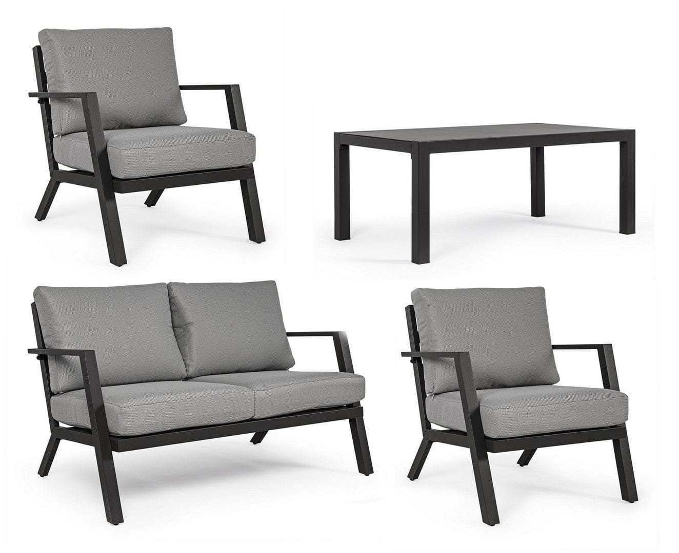 Bizzotto Set da giardino 4 posti con tavolino Harleys Grigio