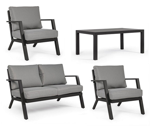 Bizzotto Set da giardino 4 posti con tavolino Harleys Grigio
