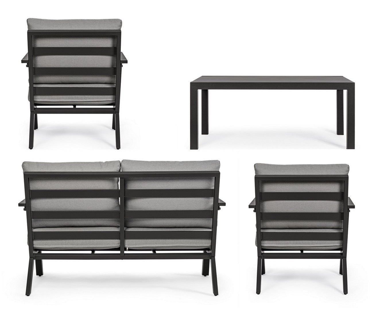 Set da giardino 4 posti con tavolino Harleys Grigio (6)
