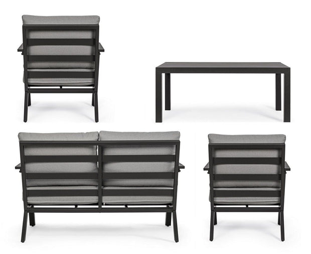 Set da giardino 4 posti con tavolino Harleys Grigio (6)