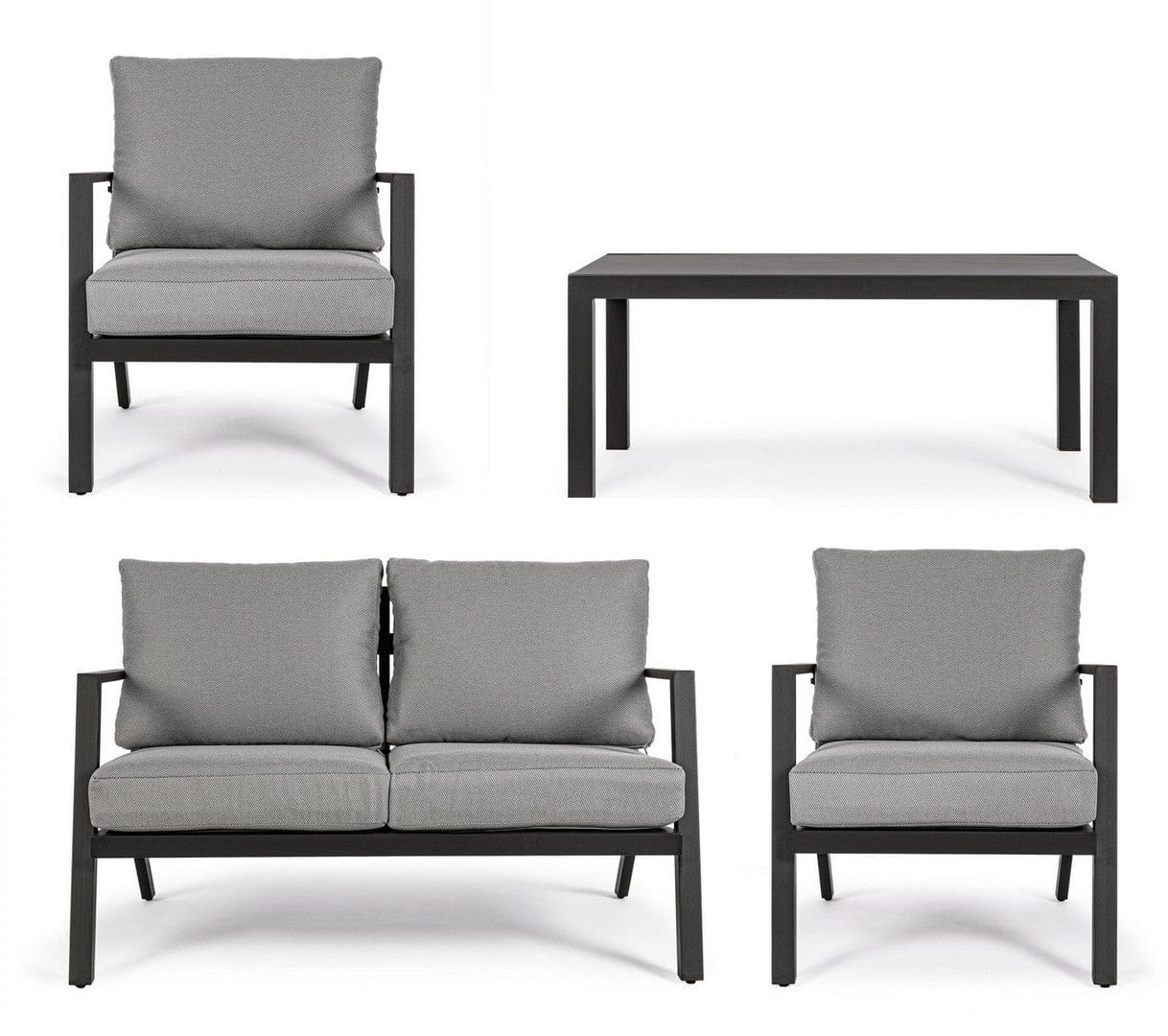 Set da giardino 4 posti con tavolino Harleys Grigio (7)
