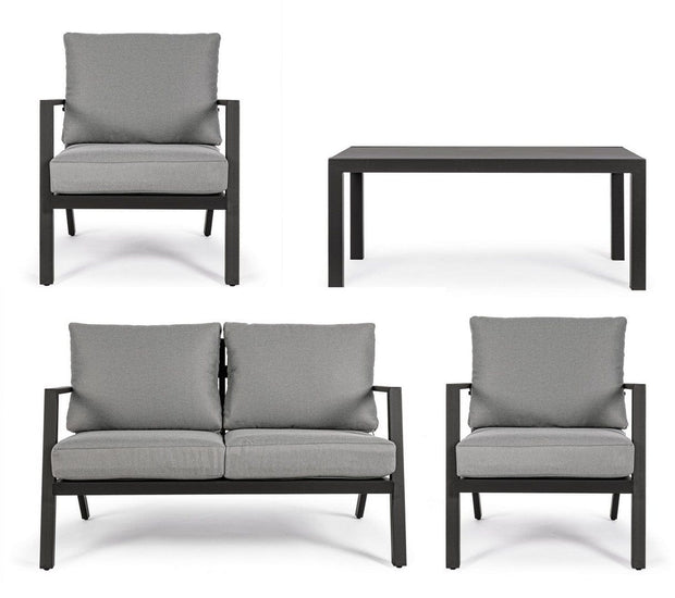 Set da giardino 4 posti con tavolino Harleys Grigio (7)