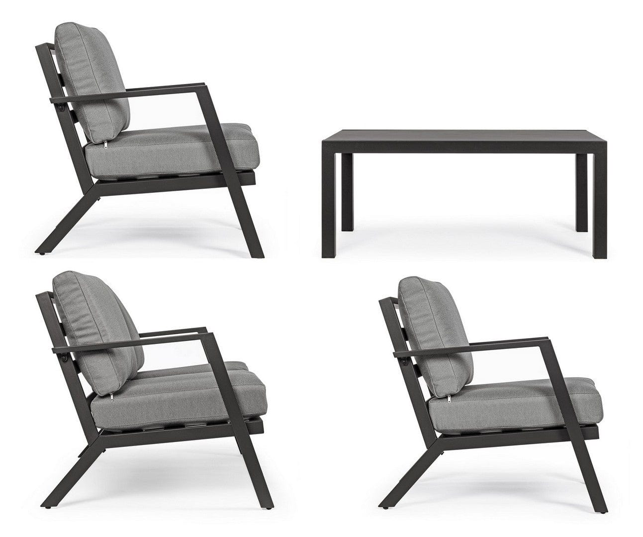 Set da giardino 4 posti con tavolino Harleys Grigio (8)