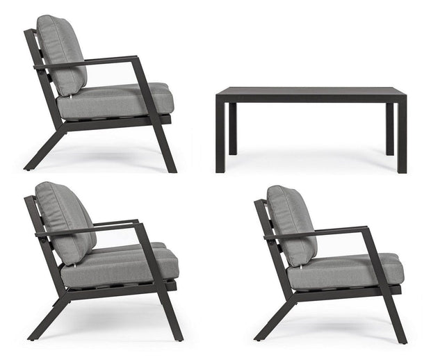 Set da giardino 4 posti con tavolino Harleys Grigio (8)