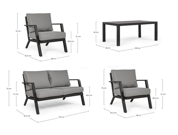 Set da giardino 4 posti con tavolino Harleys Grigio (13)