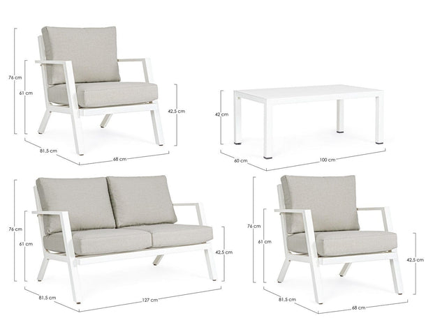 Set da giardino 4 posti con tavolino Harleys Grigio (12)
