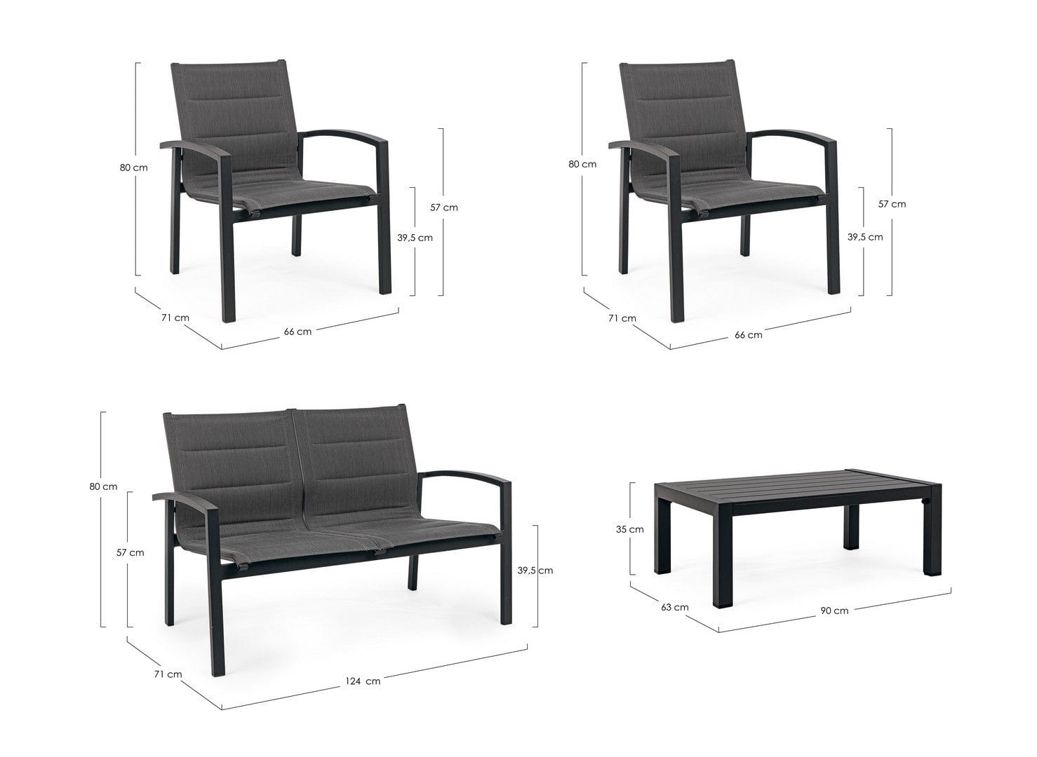 Set da giardino 4 posti con tavolino Laiken Antracite (12)