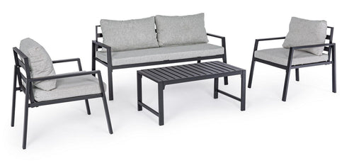 Set da giardino 4 posti con tavolino Lorillard Grigio