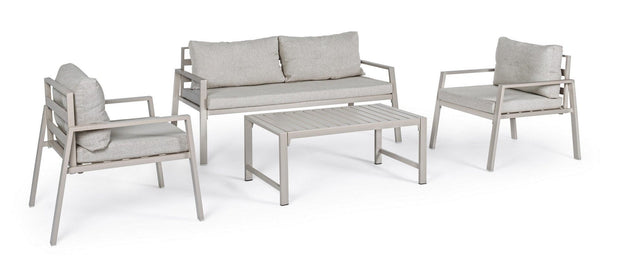 Set da giardino 4 posti con tavolino Lorillard Grigio