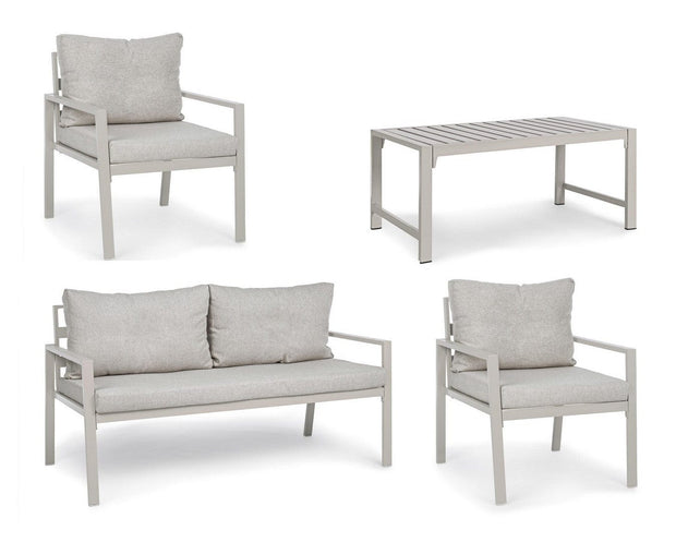Set da giardino 4 posti con tavolino Lorillard Grigio (2)