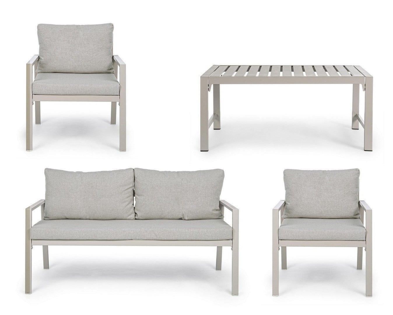 Set da giardino 4 posti con tavolino Lorillard Grigio (3)