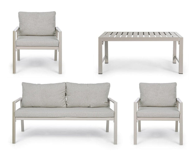 Set da giardino 4 posti con tavolino Lorillard Grigio (3)