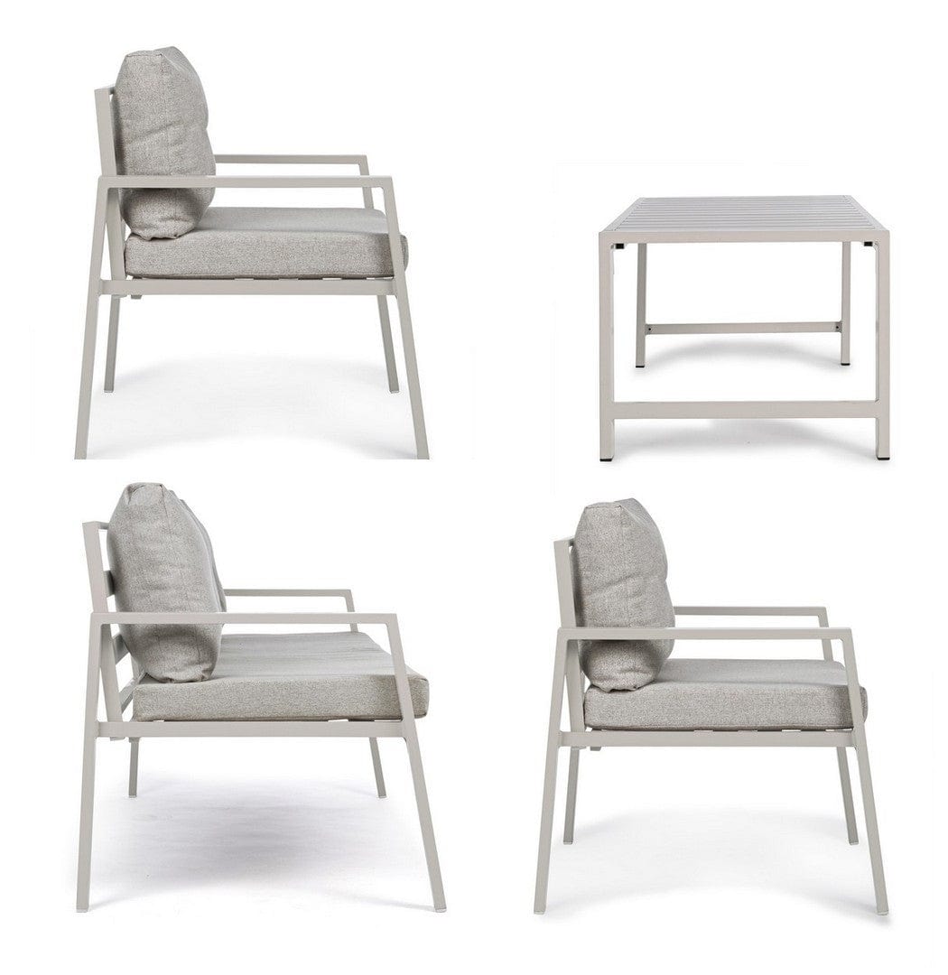Set da giardino 4 posti con tavolino Lorillard Grigio (5)