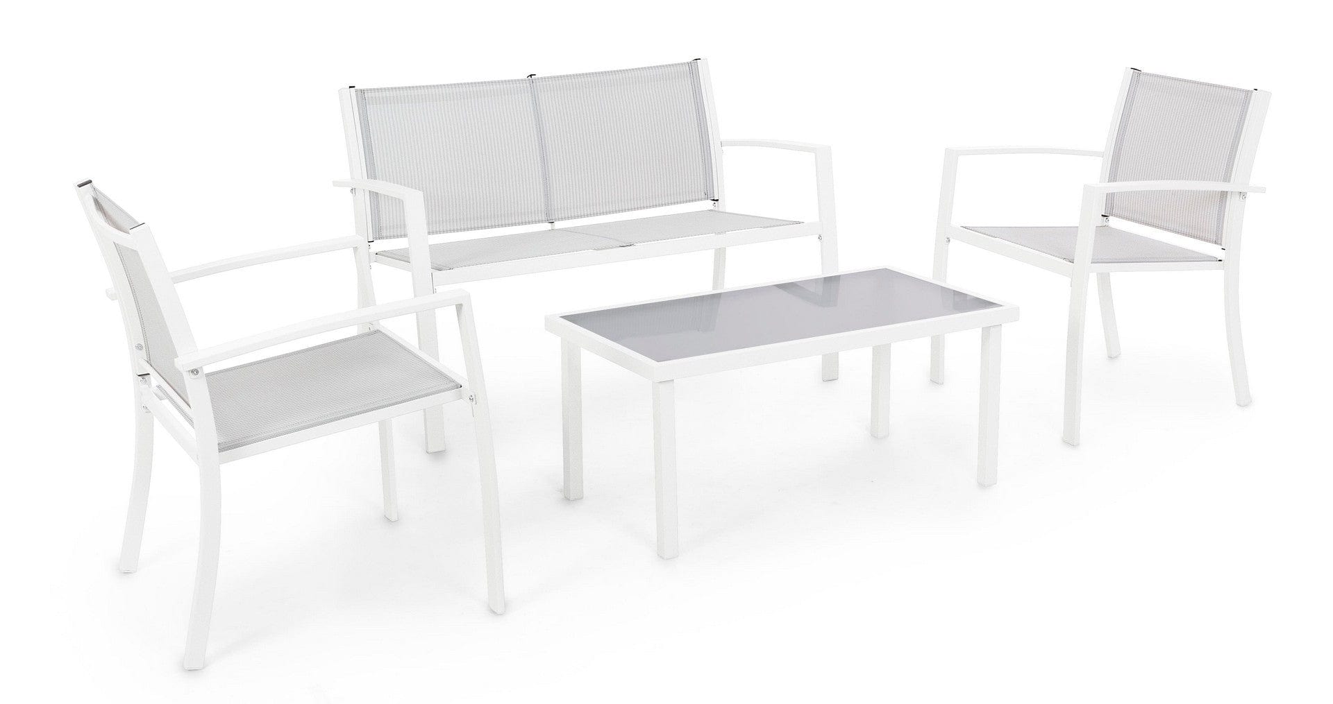 Set da giardino 4 posti con tavolino Peder Bianco