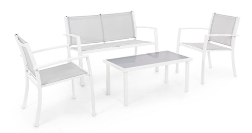 Set da giardino 4 posti con tavolino Peder Bianco