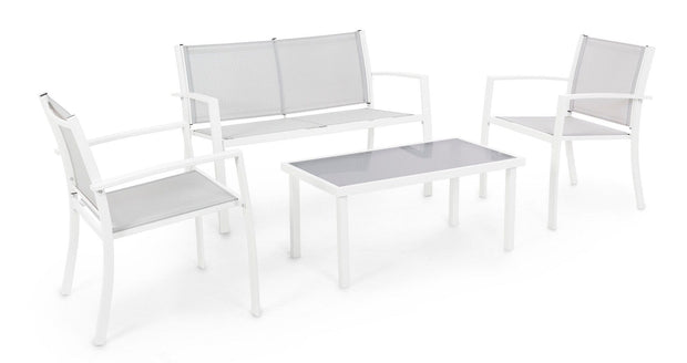 Set da giardino 4 posti con tavolino Peder Bianco