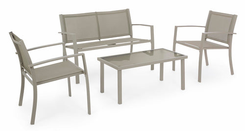 Set da giardino 4 posti con tavolino Peder Cappuccino