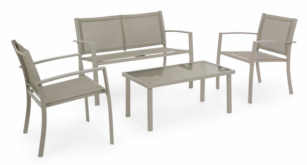 Set da giardino 4 posti con tavolino Peder Cappuccino