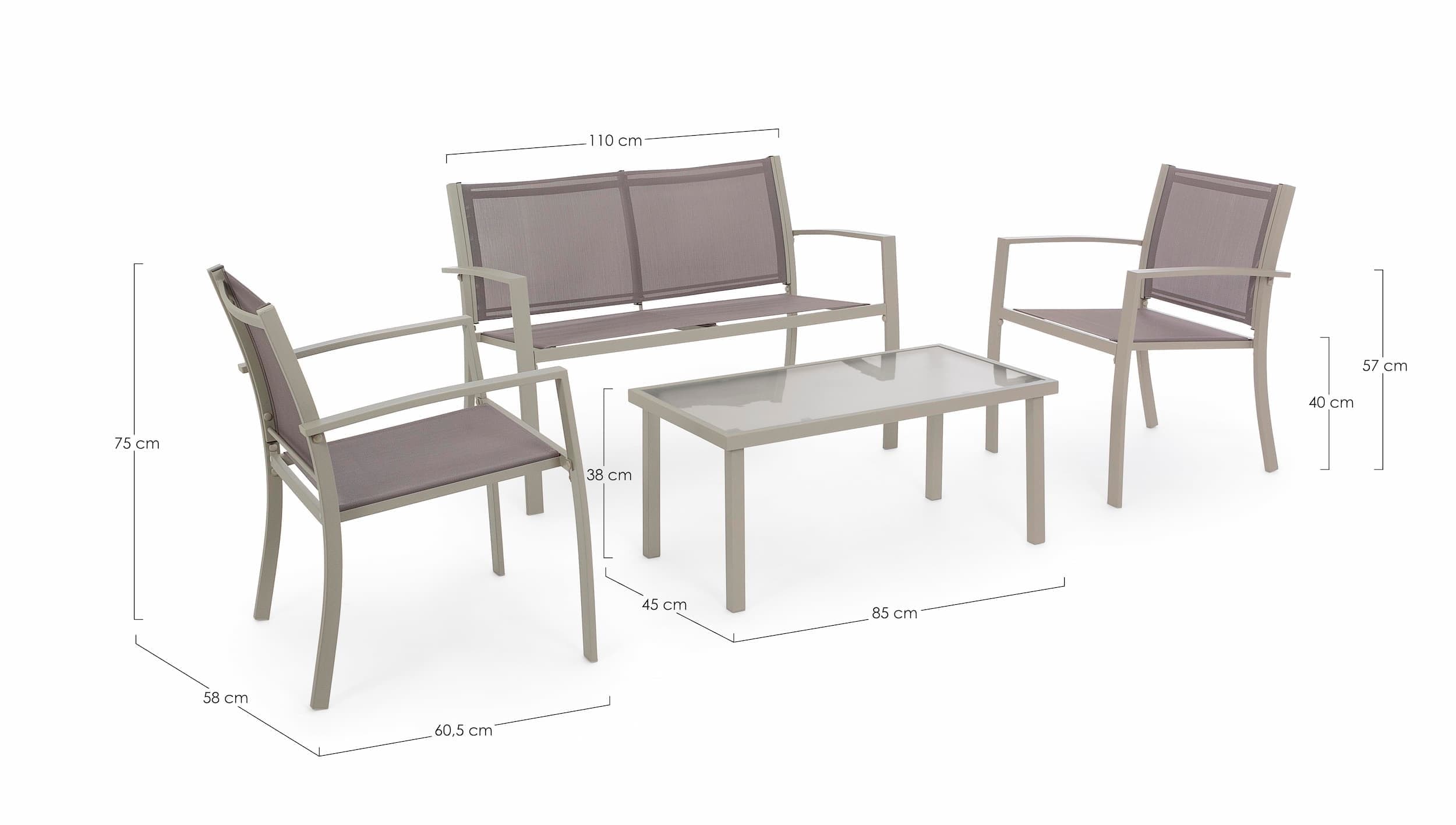 Set da giardino 4 posti con tavolino Peder Cappuccino (1)