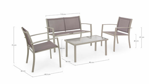 Set da giardino 4 posti con tavolino Peder Cappuccino (1)