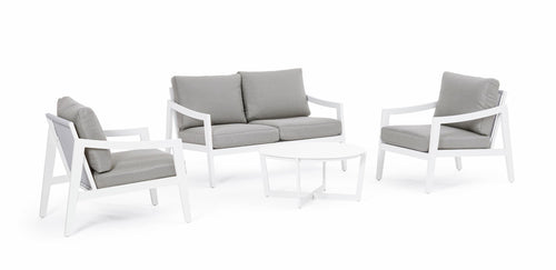 Set da giardino 4 posti con tavolino Sirenus Bianco