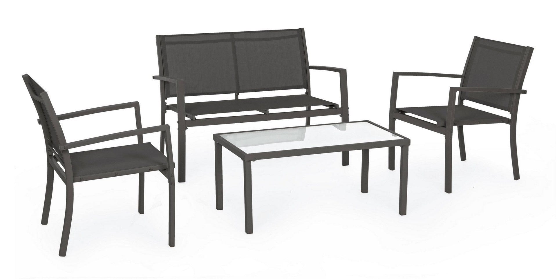 Set da giardino 4 posti con tavolino Trent Antracite