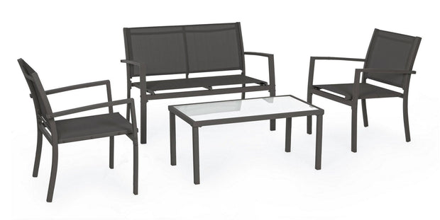Set da giardino 4 posti con tavolino Trent Antracite