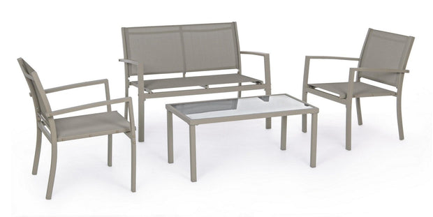 Set da giardino 4 posti con tavolino Trent Cappuccino