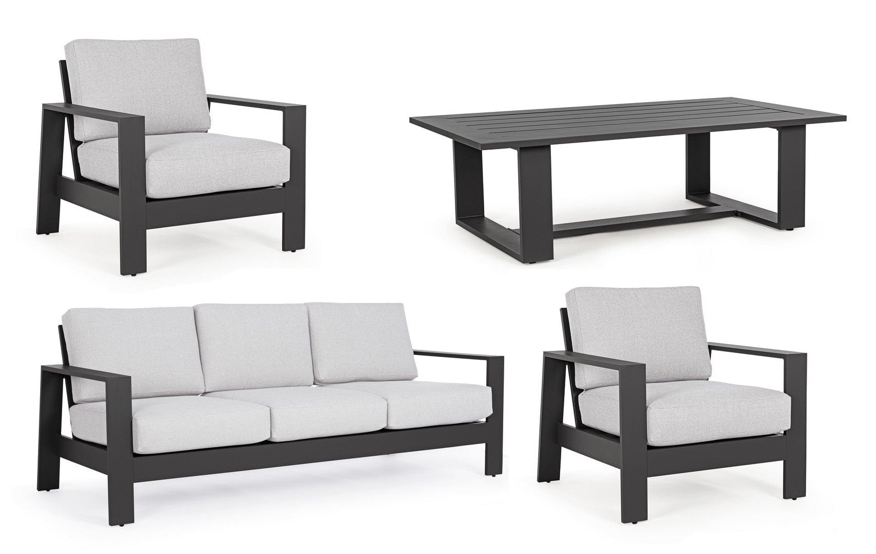 Set da giardino 5 posti con tavolino Baltic Grigio (2)