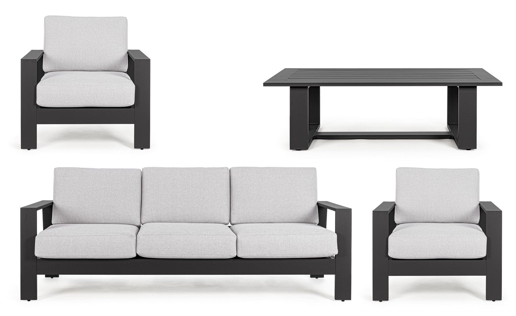 Set da giardino 5 posti con tavolino Baltic Grigio (4)
