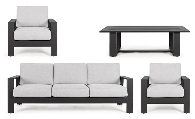 Set da giardino 5 posti con tavolino Baltic Grigio (4)