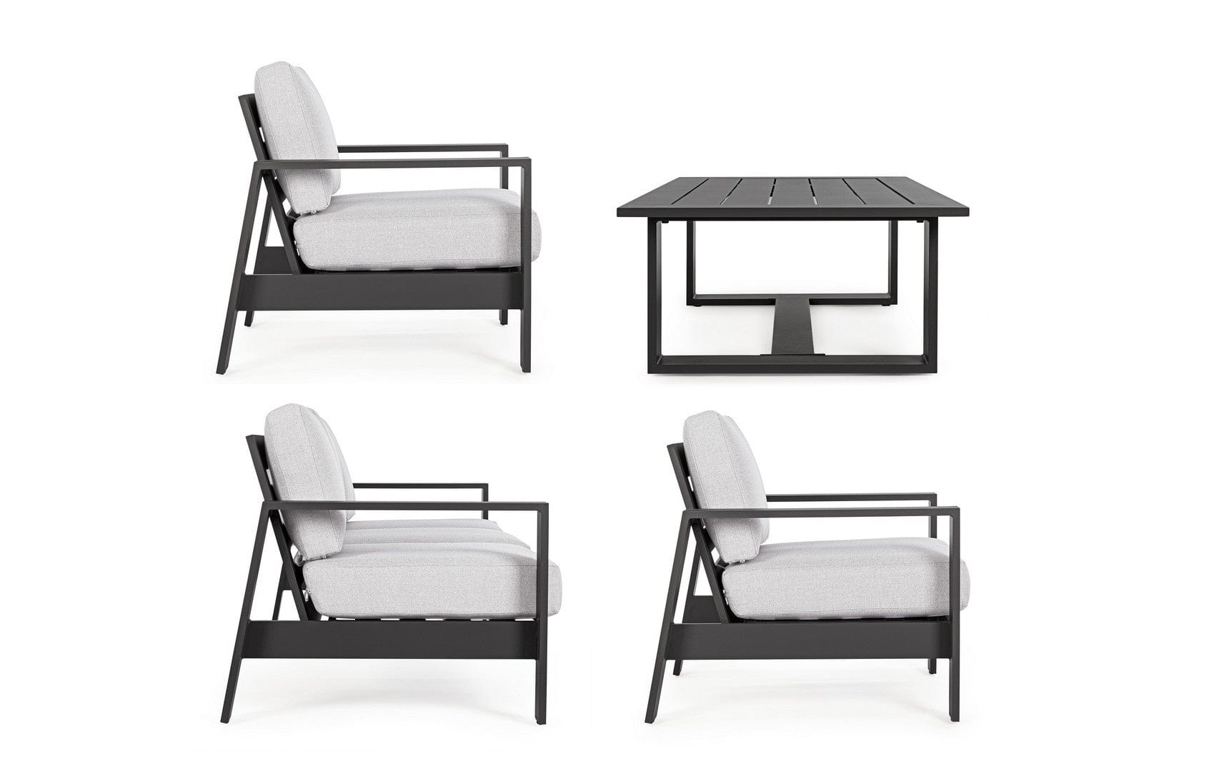 Set da giardino 5 posti con tavolino Baltic Grigio (5)