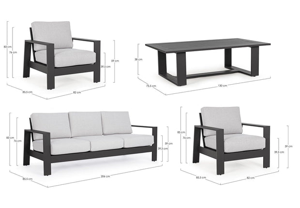 Set da giardino 5 posti con tavolino Baltic Grigio (10)