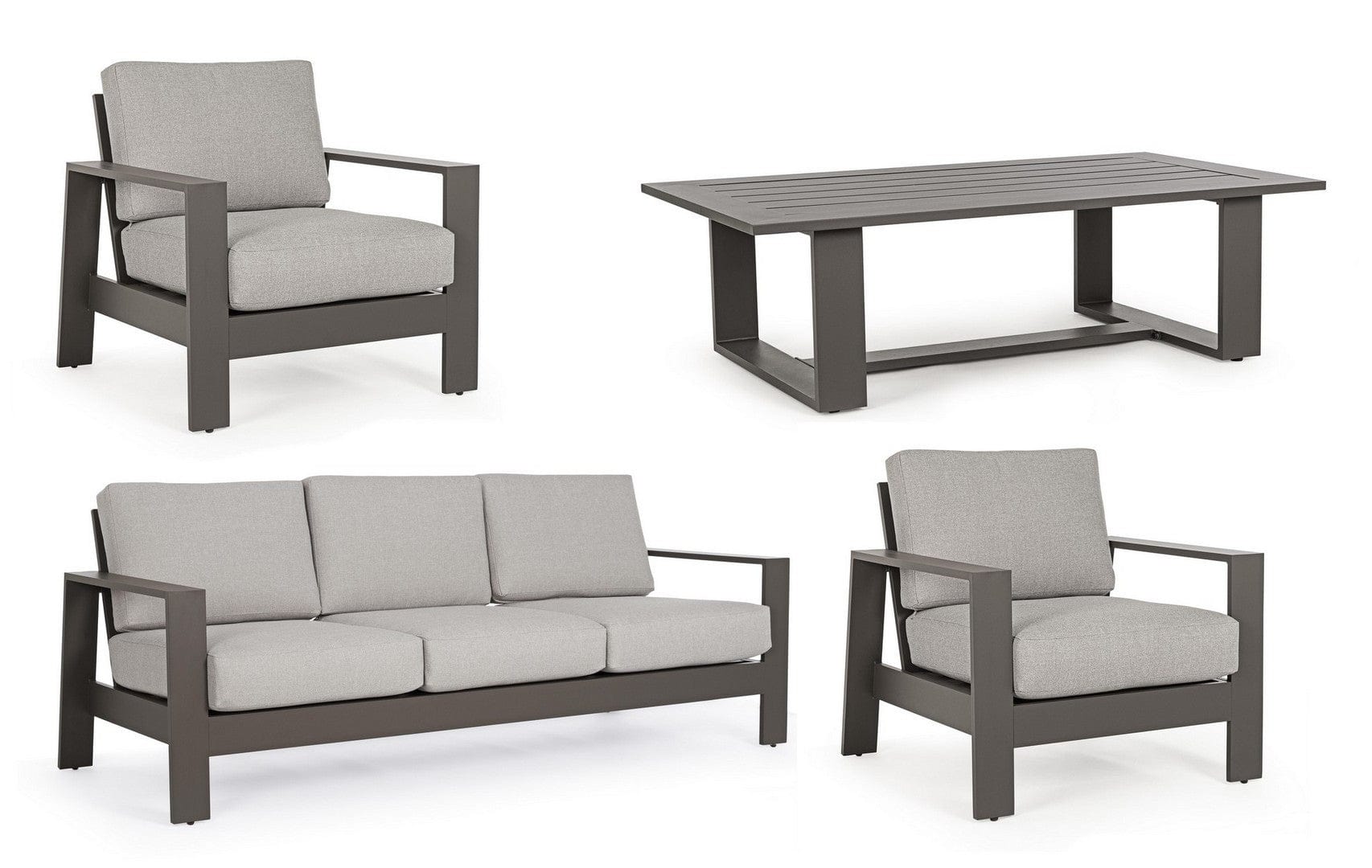 Set da giardino 5 posti con tavolino Baltic Grigio (3)