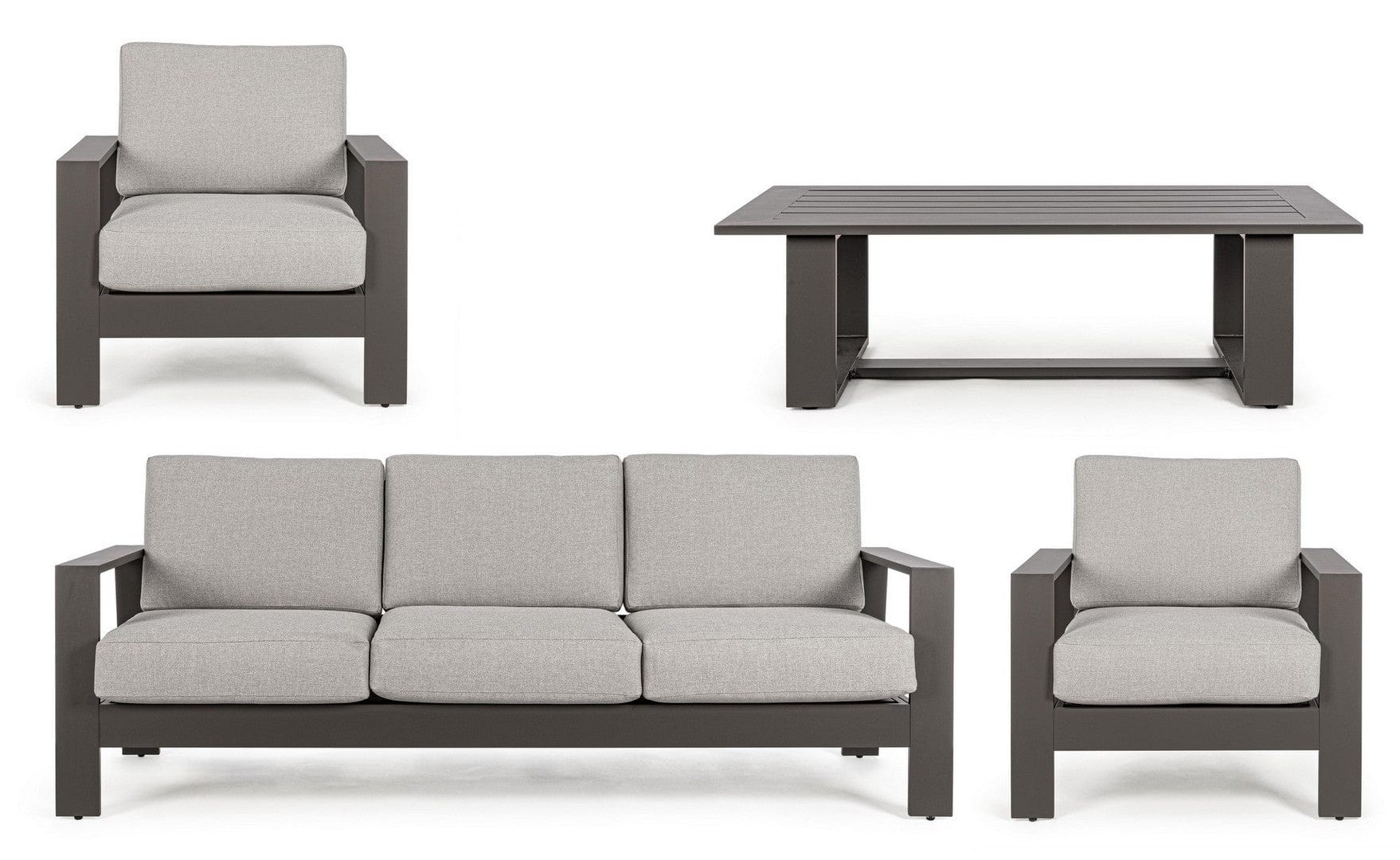Set da giardino 5 posti con tavolino Baltic Grigio (4)