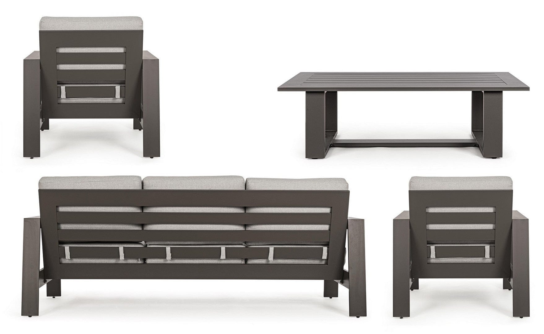 Set da giardino 5 posti con tavolino Baltic Grigio (5)
