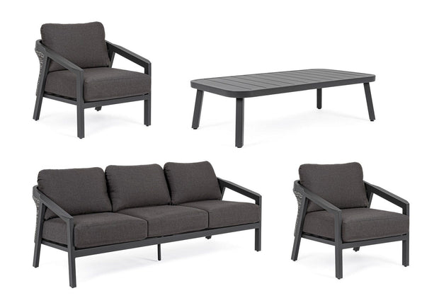 Set da giardino 5 posti con tavolino Cordova Antracite (4)