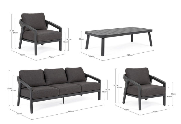Set da giardino 5 posti con tavolino Cordova Antracite (12)
